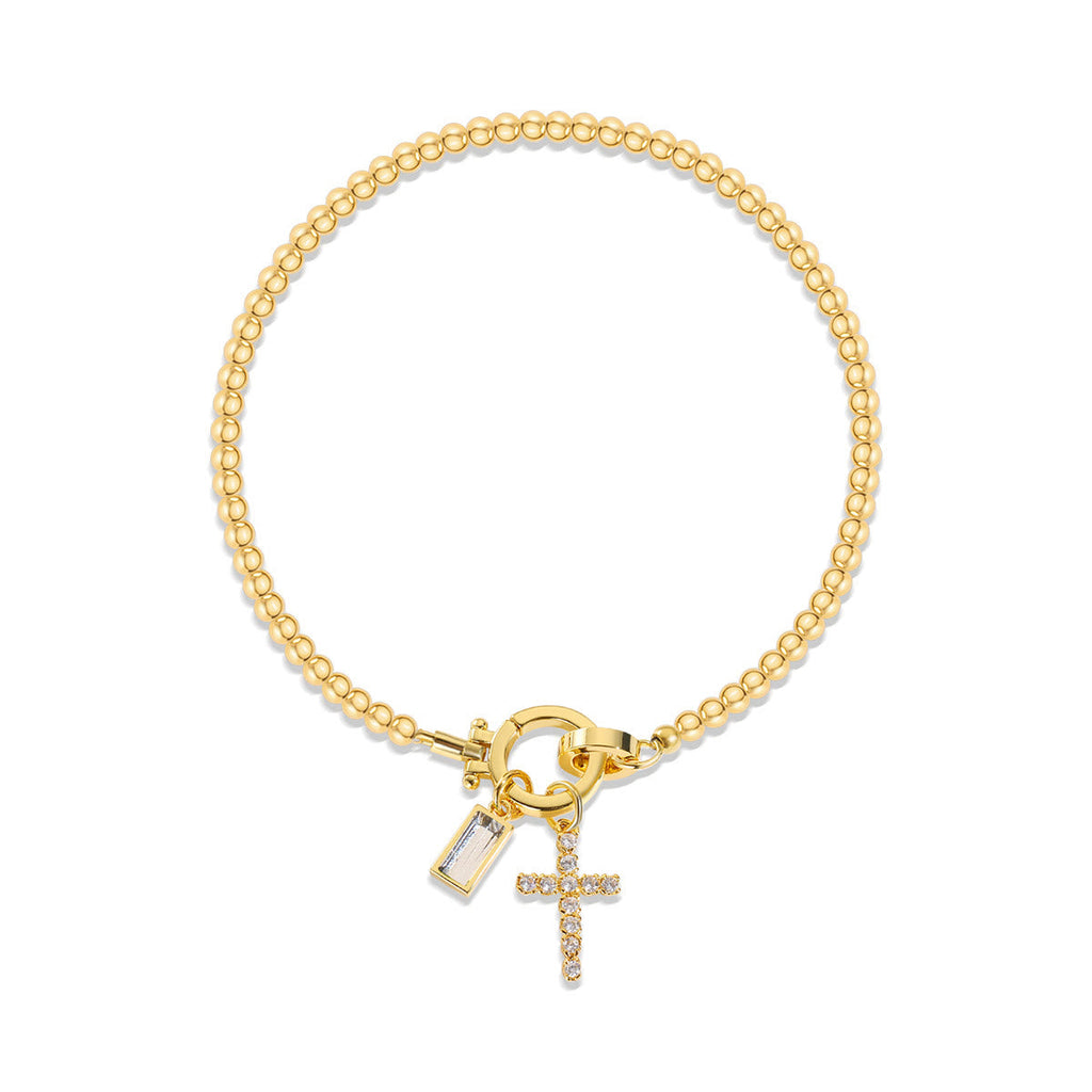 Pulsera de Cruz con 12 Piedras del Mes: Identidad de Fe y Devoción Eterna