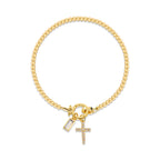 Pulsera de Cruz con 12 Piedras del Mes: Identidad de Fe y Devoción Eterna