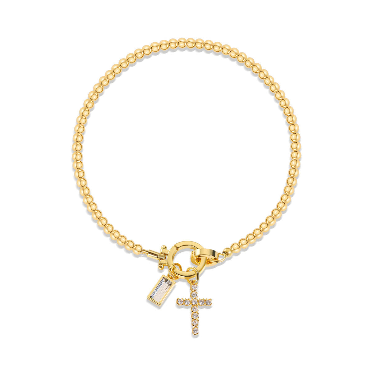 Pulsera de Cruz con 12 Piedras del Mes: Identidad de Fe y Devoción Eterna