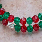 Pulsera Rosario de Alambre con Memoria Roja y Verde con Pez de JESÚS y Crucifijo