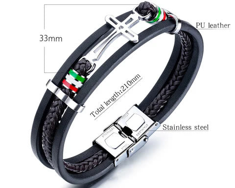 Pulsera de Cuero con Cruz: Fe con Carácter y Devoción con Estilo para el Día a Día