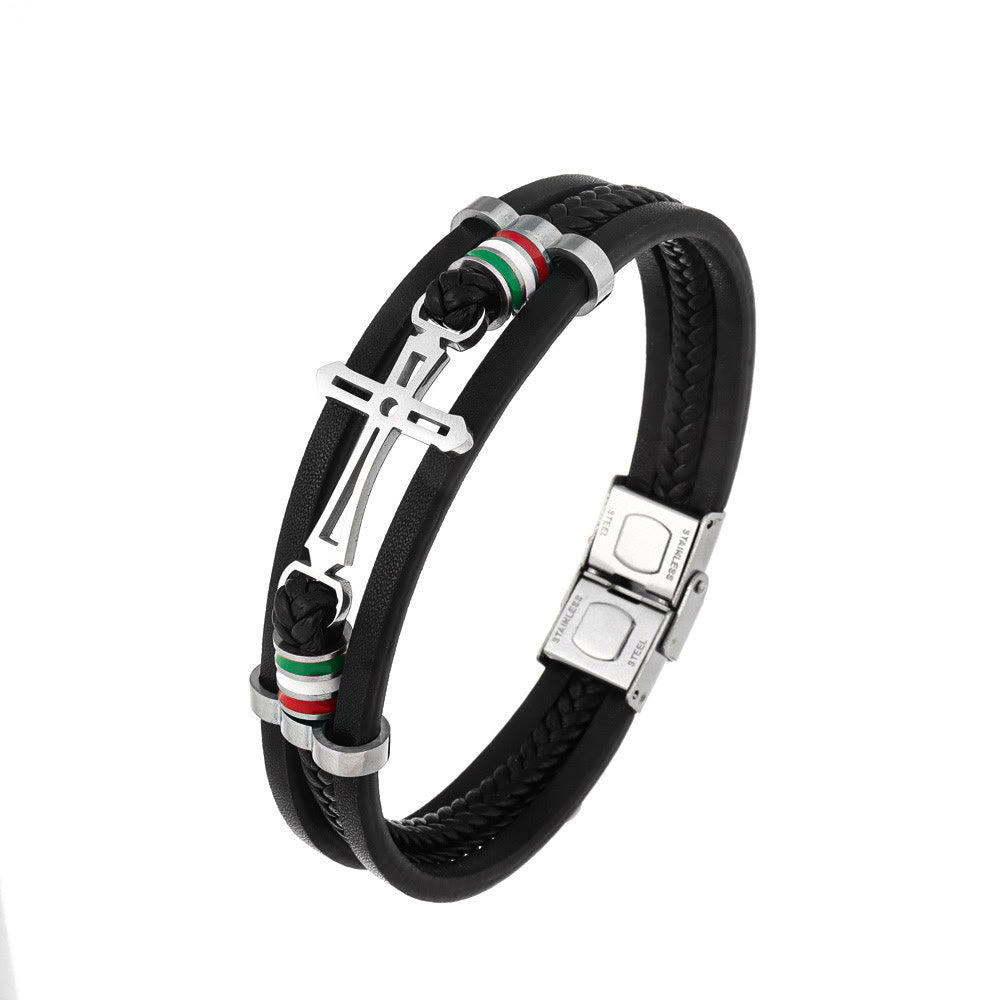 Pulsera de Cuero con Cruz: Fe con Carácter y Devoción con Estilo para el Día a Día
