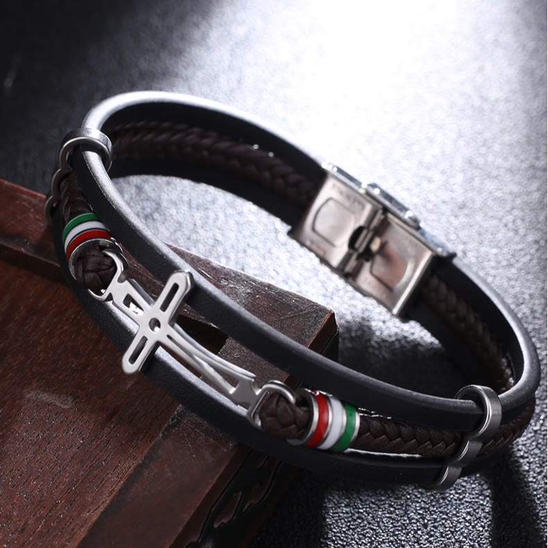 Pulsera de Cuero con Cruz: Fe con Carácter y Devoción con Estilo para el Día a Día