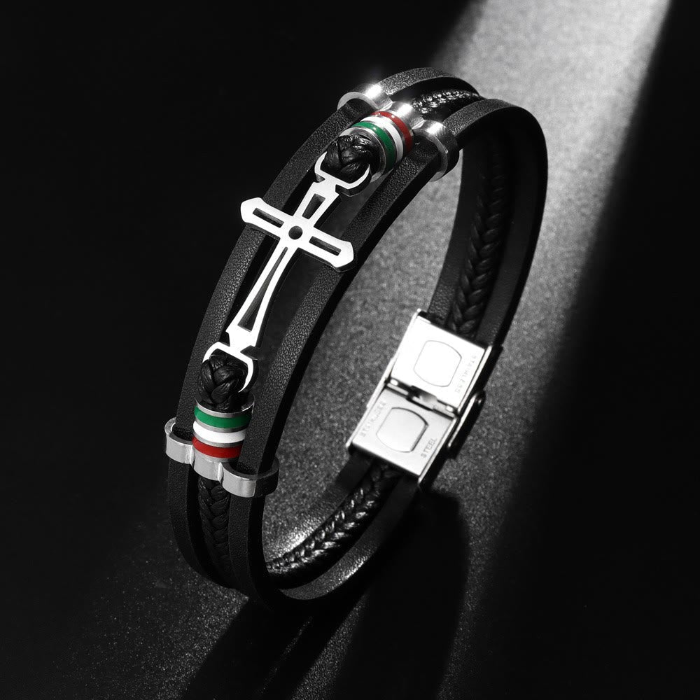 Pulsera de Cuero con Cruz: Fe con Carácter y Devoción con Estilo para el Día a Día