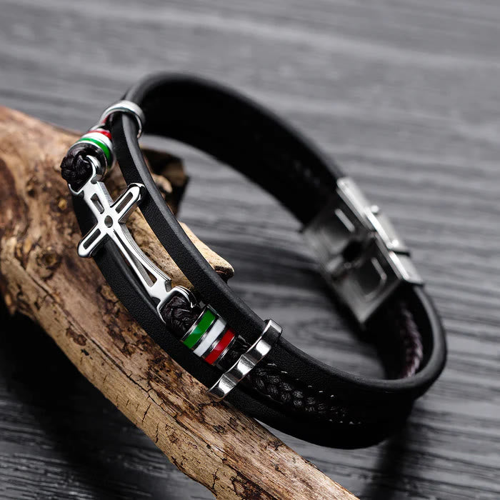 Pulsera de Cuero con Cruz: Fe con Carácter y Devoción con Estilo para el Día a Día