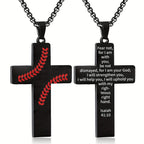 Collar de Cruz con Costura de Béisbol: Devoción Atlética y Frase Inspiradora