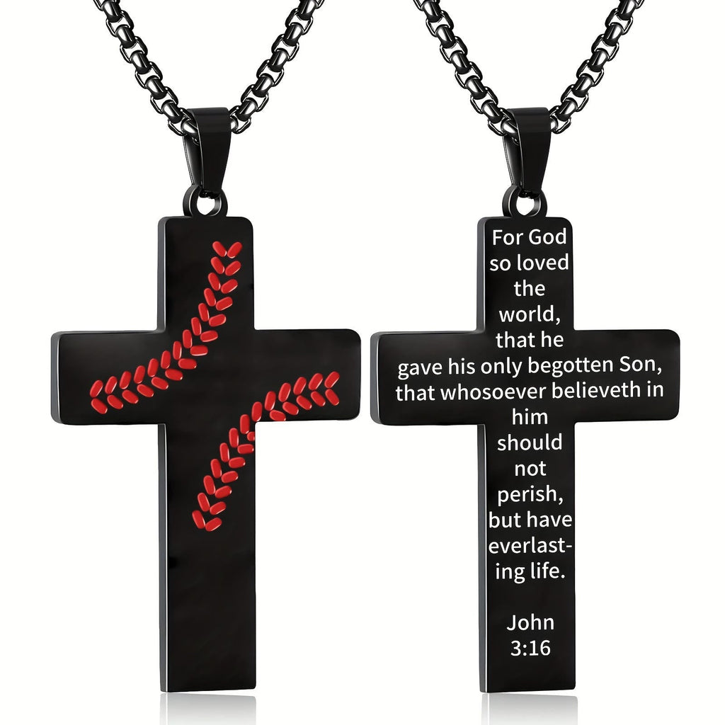Collar de Cruz con Costura de Béisbol: Devoción Atlética y Frase Inspiradora