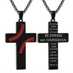 Collar de Cruz con Costura de Béisbol: Devoción Atlética y Frase Inspiradora