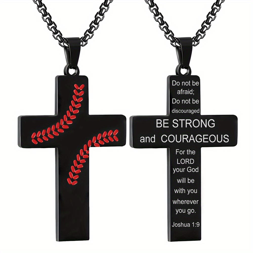 Collar de Cruz con Costura de Béisbol: Devoción Atlética y Frase Inspiradora