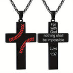 Collar de Cruz con Costura de Béisbol: Devoción Atlética y Frase Inspiradora