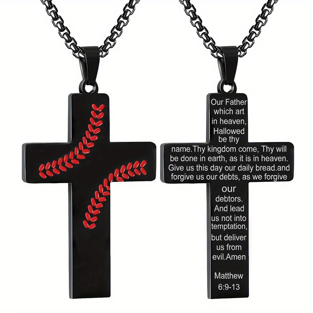 Collar de Cruz con Costura de Béisbol: Devoción Atlética y Frase Inspiradora