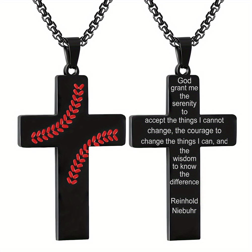 Collar de Cruz con Costura de Béisbol: Devoción Atlética y Frase Inspiradora
