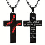 Collar de Cruz con Costura de Béisbol: Devoción Atlética y Frase Inspiradora