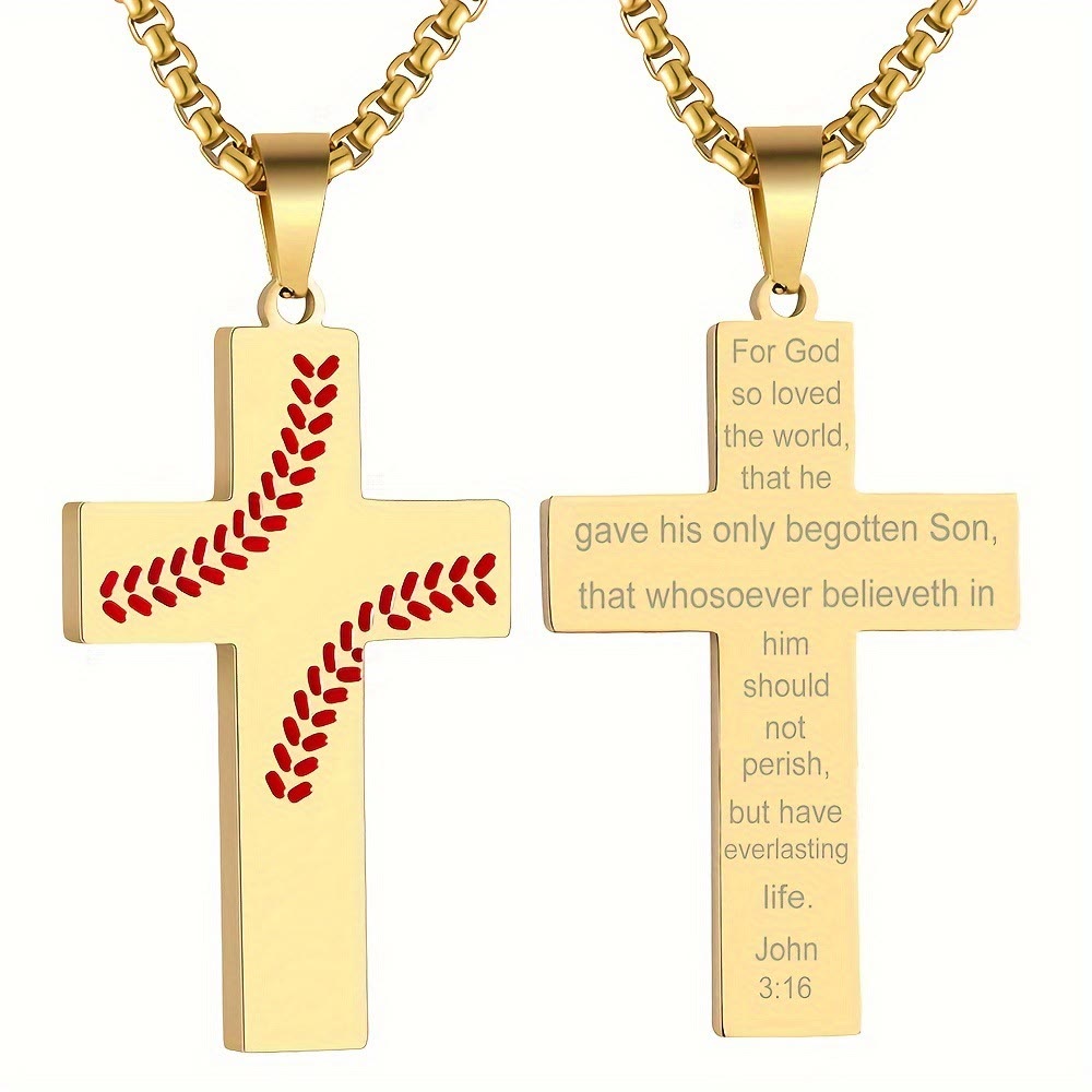 Collar de Cruz con Costura de Béisbol: Devoción Atlética y Frase Inspiradora
