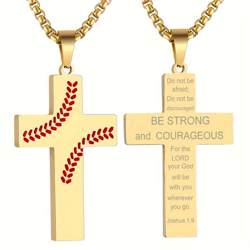 Collar de Cruz con Costura de Béisbol: Devoción Atlética y Frase Inspiradora