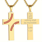 Collar de Cruz con Costura de Béisbol: Devoción Atlética y Frase Inspiradora