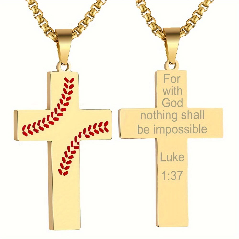 Collar de Cruz con Costura de Béisbol: Devoción Atlética y Frase Inspiradora