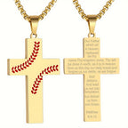 Collar de Cruz con Costura de Béisbol: Devoción Atlética y Frase Inspiradora