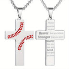 Collar de Cruz con Costura de Béisbol: Devoción Atlética y Frase Inspiradora