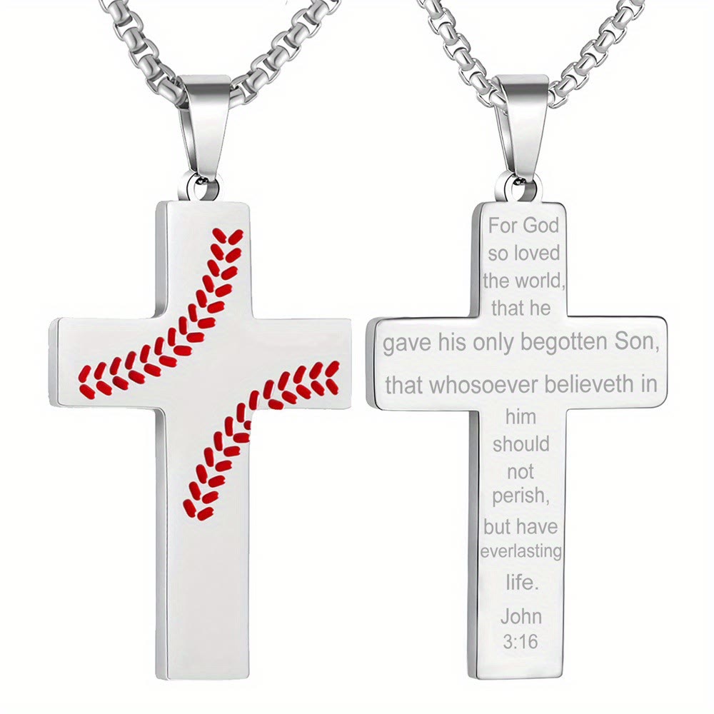 Collar de Cruz con Costura de Béisbol: Devoción Atlética y Frase Inspiradora