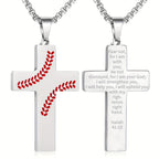 Collar de Cruz con Costura de Béisbol: Devoción Atlética y Frase Inspiradora