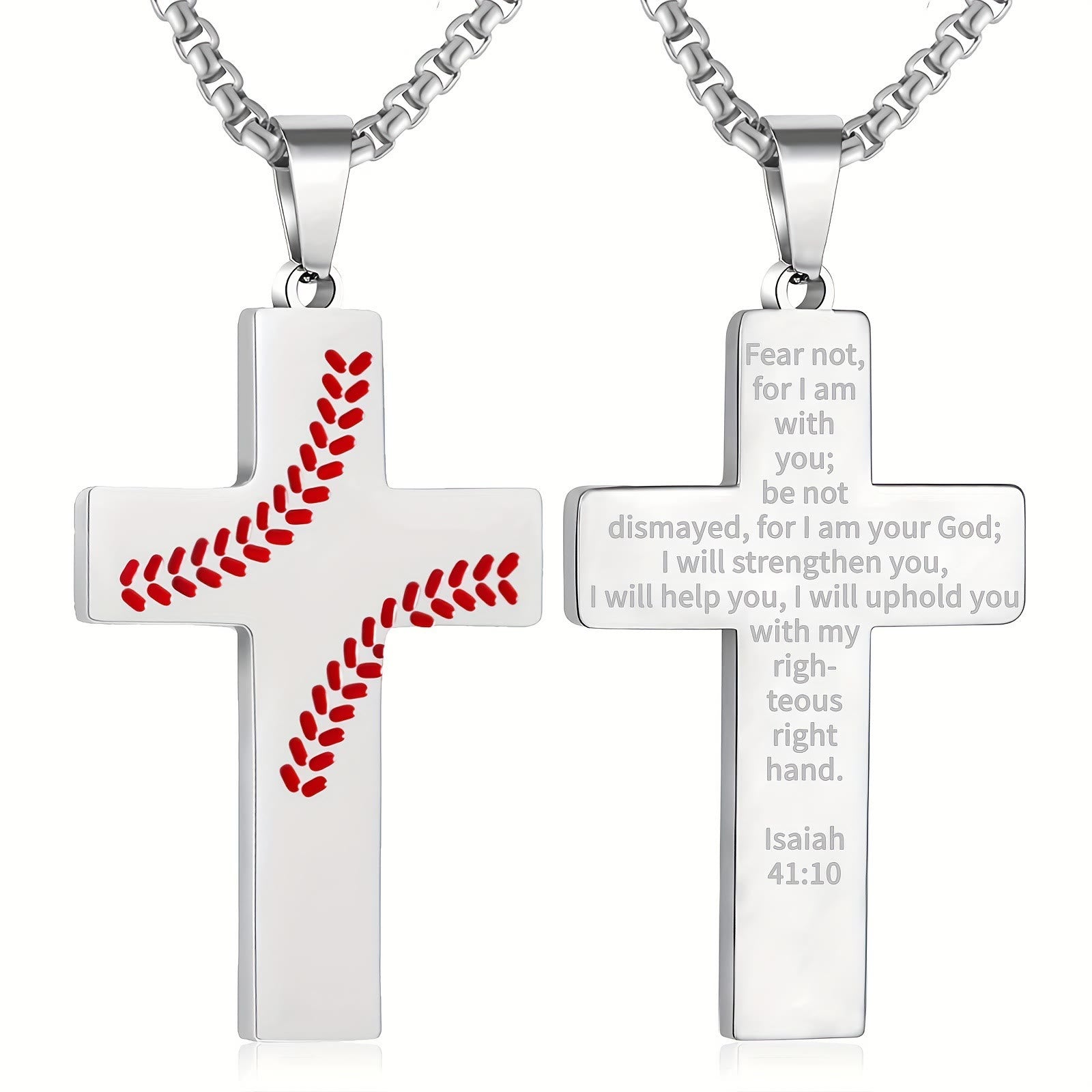 Collar de Cruz con Costura de Béisbol: Devoción Atlética y Frase Inspiradora