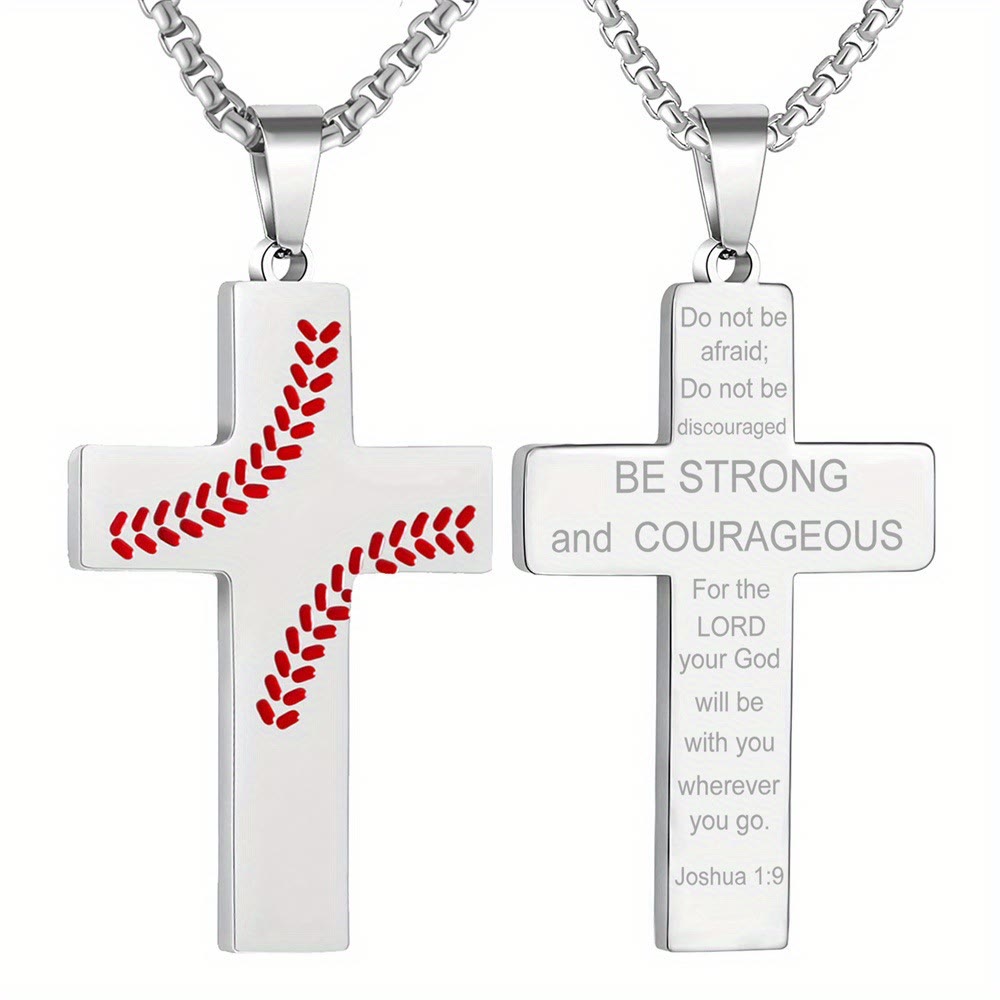 Collar de Cruz con Costura de Béisbol: Devoción Atlética y Frase Inspiradora