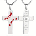 Collar de Cruz con Costura de Béisbol: Devoción Atlética y Frase Inspiradora