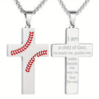Collar de Cruz con Costura de Béisbol: Devoción Atlética y Frase Inspiradora