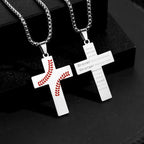 Collar de Cruz con Costura de Béisbol: Devoción Atlética y Frase Inspiradora