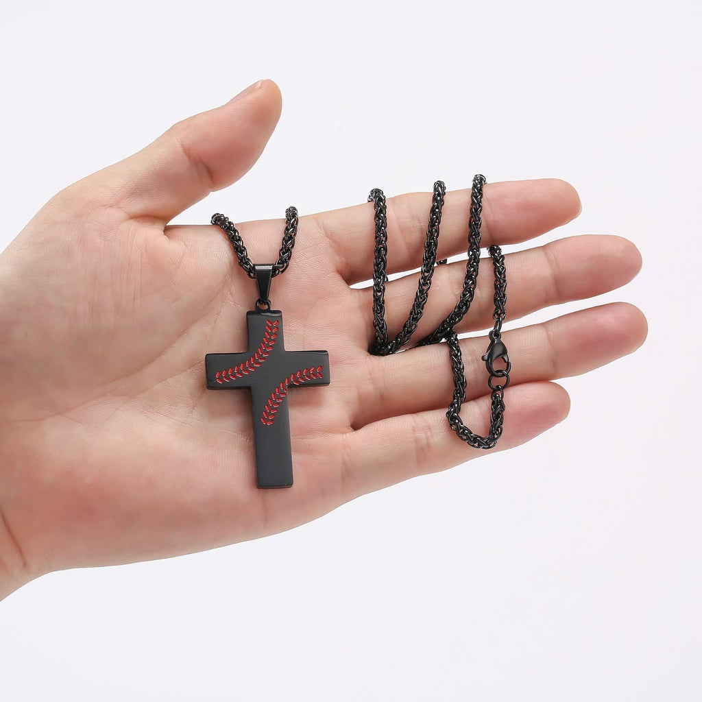 Collar de Cruz con Costura de Béisbol: Devoción Atlética y Frase Inspiradora