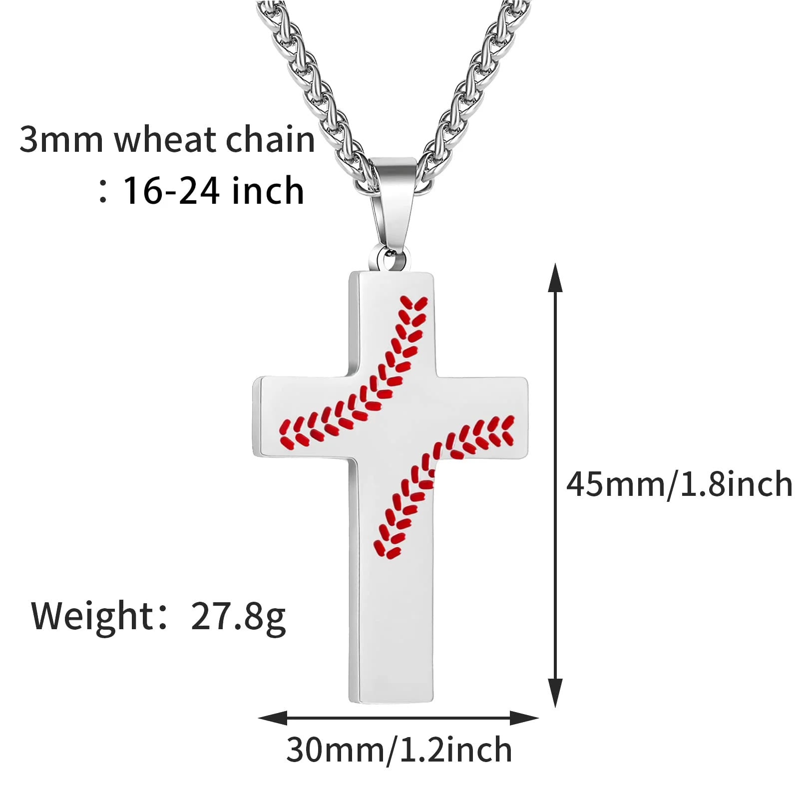 Collar de Cruz con Costura de Béisbol: Devoción Atlética y Frase Inspiradora