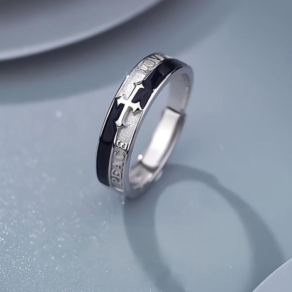 Anillo de Fe con Cruz: Paz, Amor y Devoción Eterna