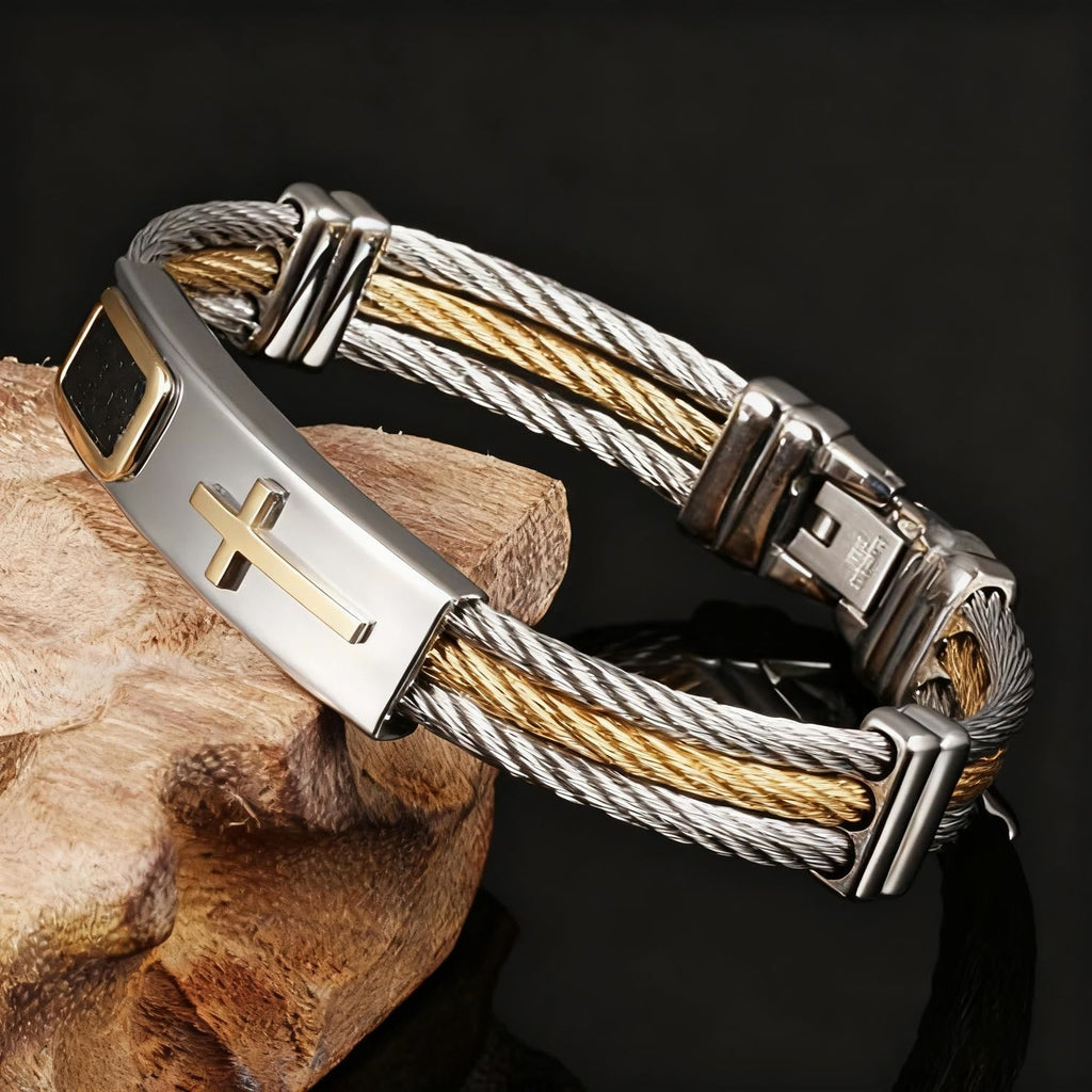 Pulsera de Cable de Cruz Multicolor: Estilo de Fe y Devoción Duradera