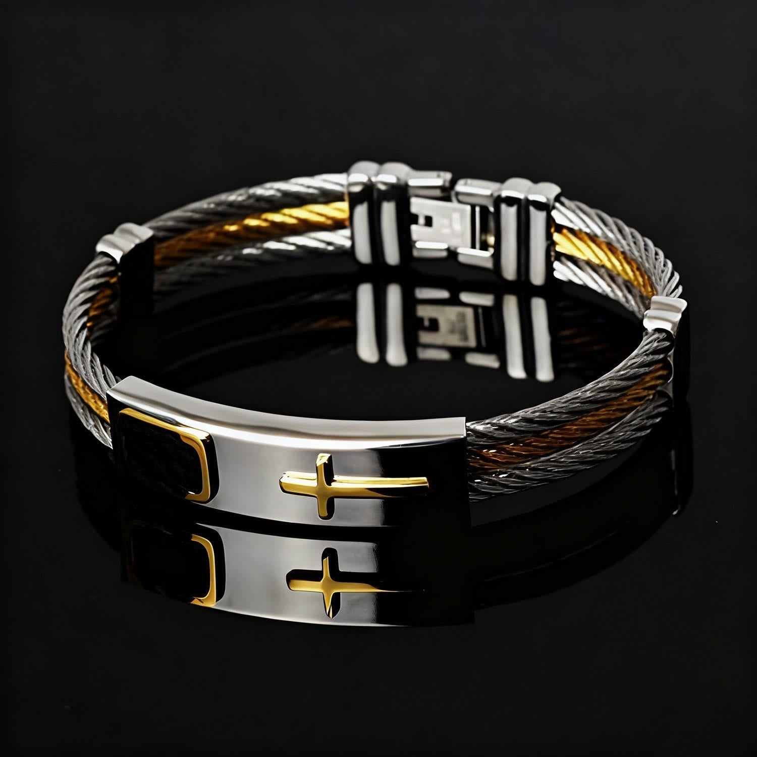 Pulsera de Cable de Cruz Multicolor: Estilo de Fe y Devoción Duradera