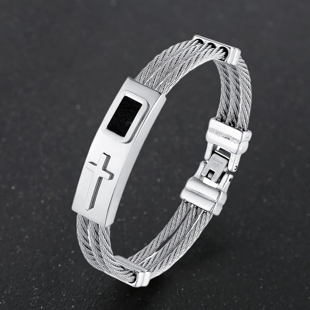 Pulsera de Cable de Cruz Multicolor: Estilo de Fe y Devoción Duradera