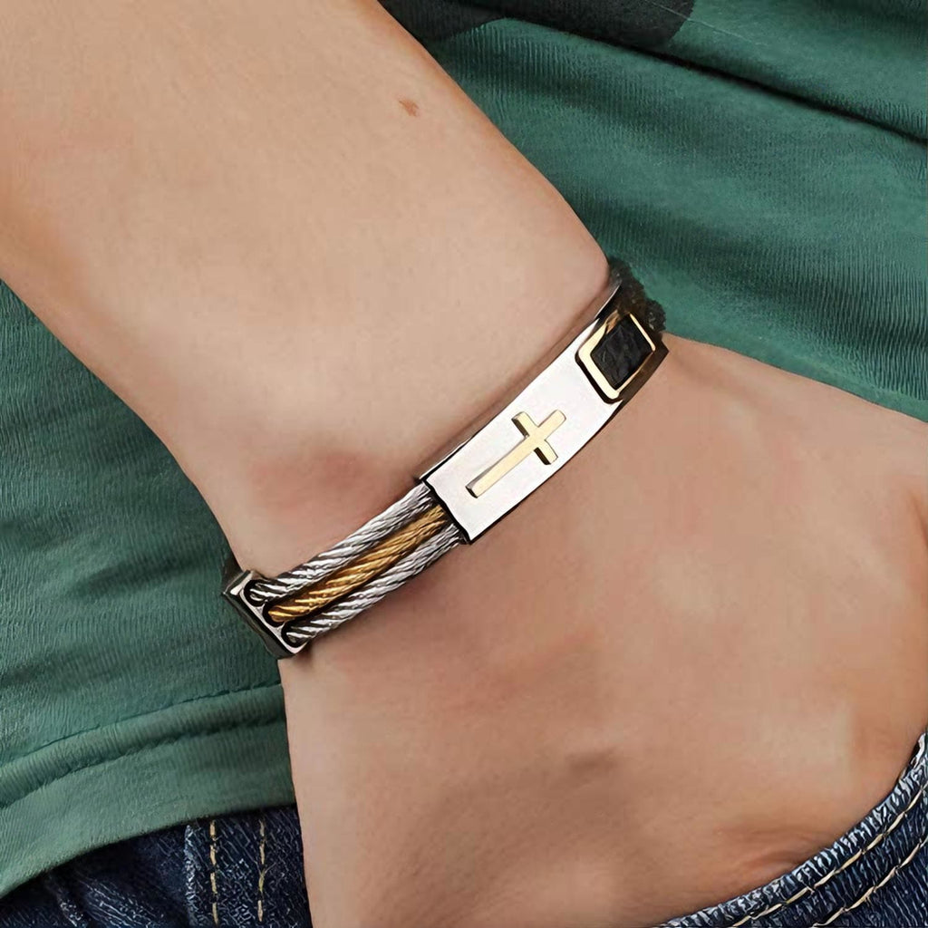 Pulsera de Cable de Cruz Multicolor: Estilo de Fe y Devoción Duradera