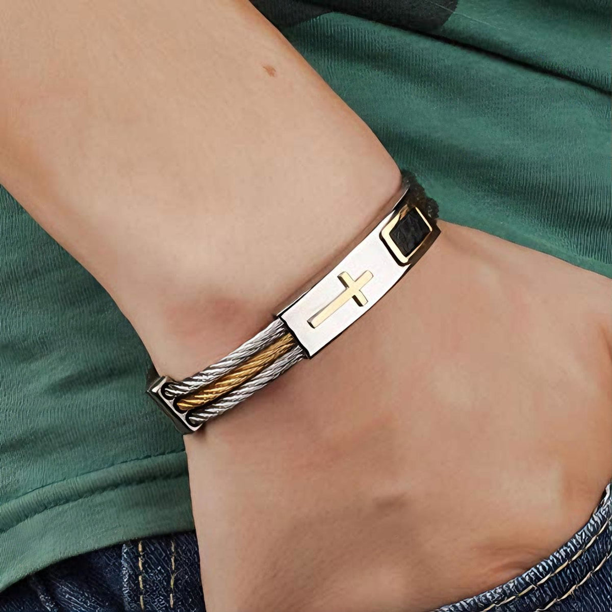 Multicolor Cross Cable Bracelet