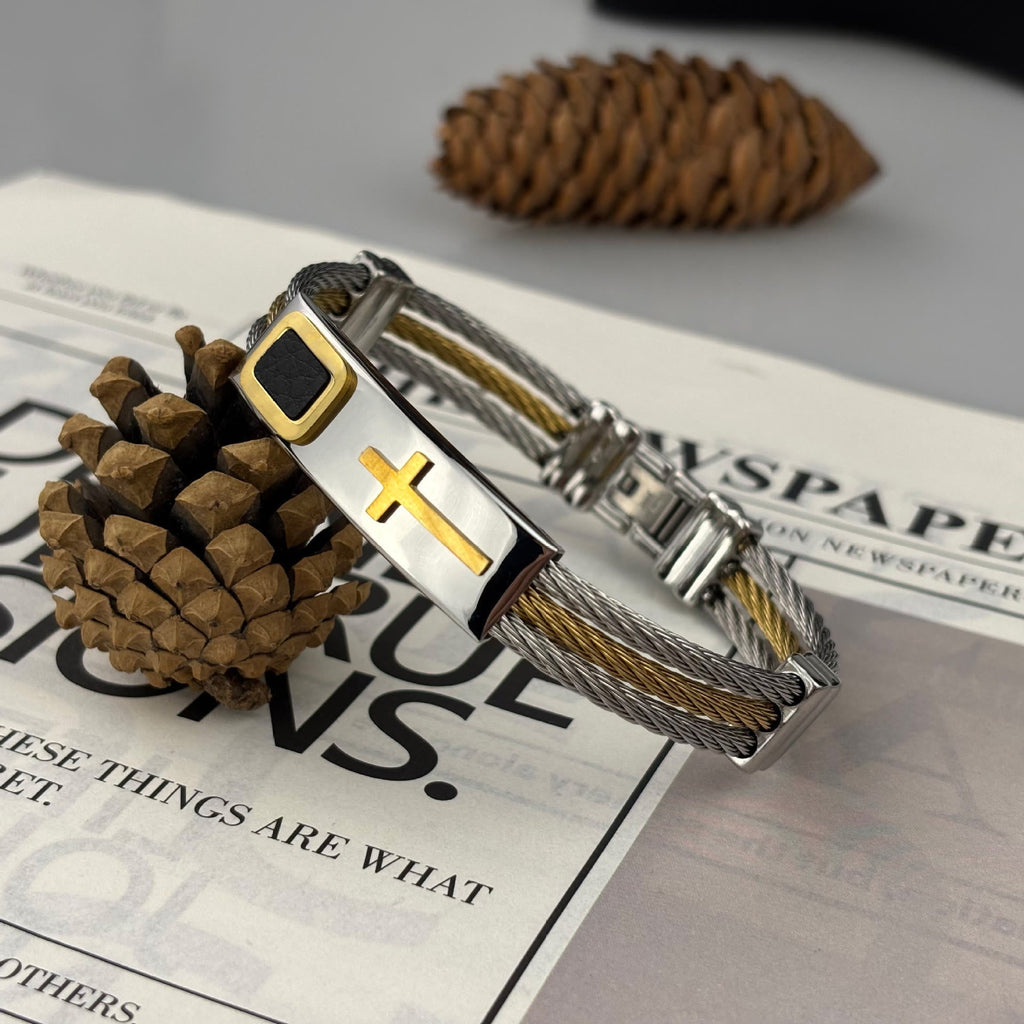Pulsera de Cable de Cruz Multicolor: Estilo de Fe y Devoción Duradera