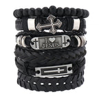 Set de 6 Pulseras de Cuero de Fe: Devoción y Estilo