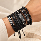 Faith-Driven Leather Bracelet Set of 6
