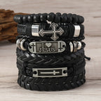 Set de 6 Pulseras de Cuero de Fe: Devoción y Estilo