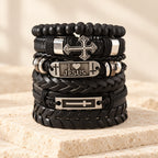 Faith-Driven Leather Bracelet Set of 6