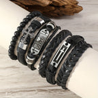 Set de 6 Pulseras de Cuero de Fe: Devoción y Estilo