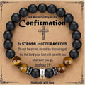 Pulsera de Cruz con Ojo de Tigre, Ónix Negro y Circonita en Acero Inoxidable