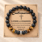 Cross Bracelet with Tiger's Eye, Black Onyx & CZ-Accented Stainless