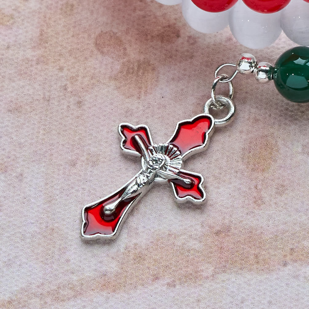 Pulsera Rosario de Ágata Jade de Navidad: Fe y Devoción Festiva