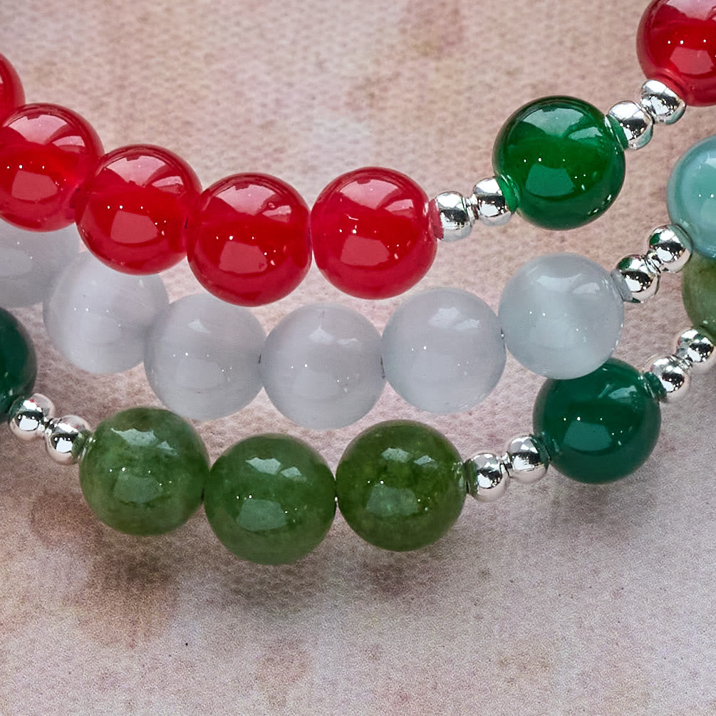 Pulsera Rosario de Ágata Jade de Navidad: Fe y Devoción Festiva