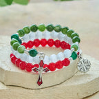 Pulsera Rosario de Ágata Jade de Navidad: Fe y Devoción Festiva
