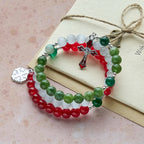 Pulsera Rosario de Ágata Jade de Navidad: Fe y Devoción Festiva